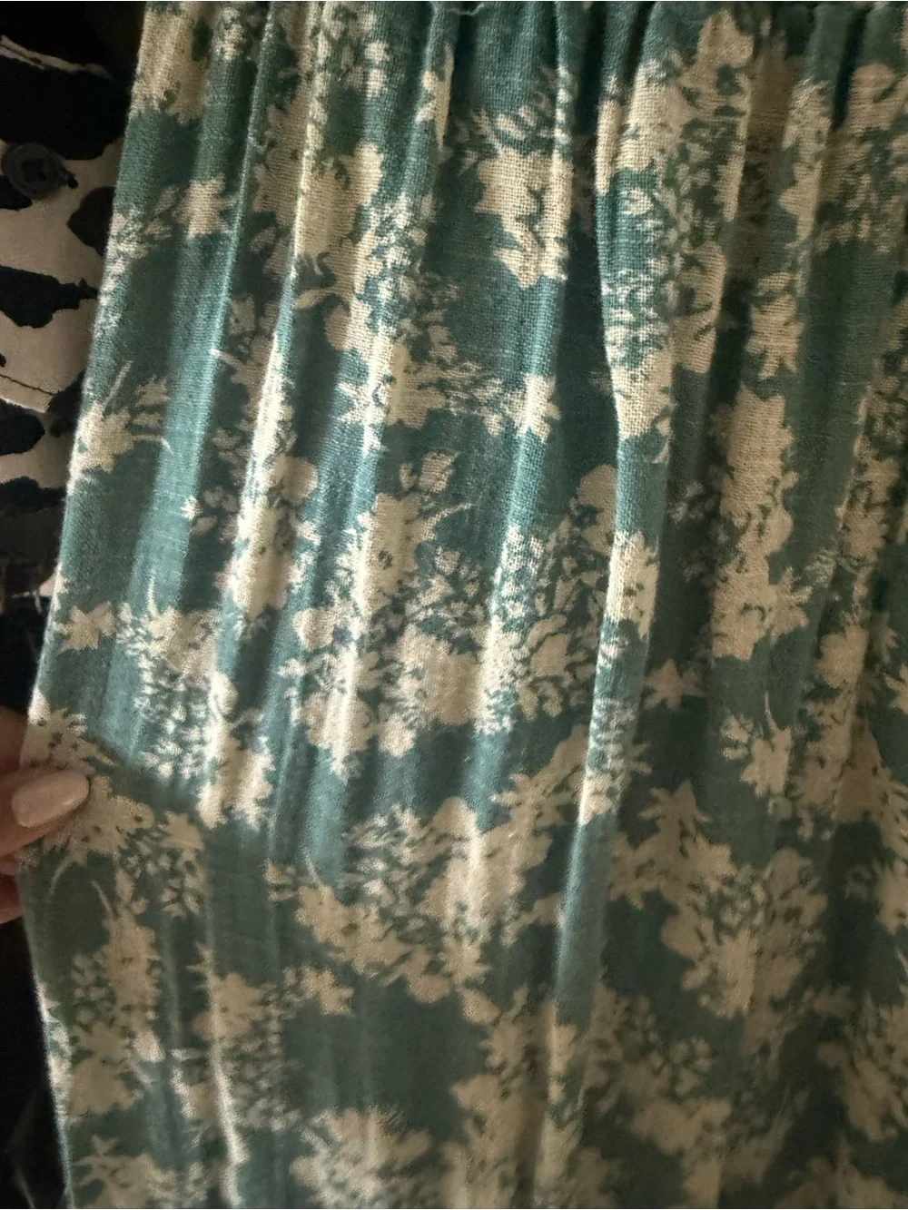 Free People Teal Floral Puff-Sleeve Maxi Dress